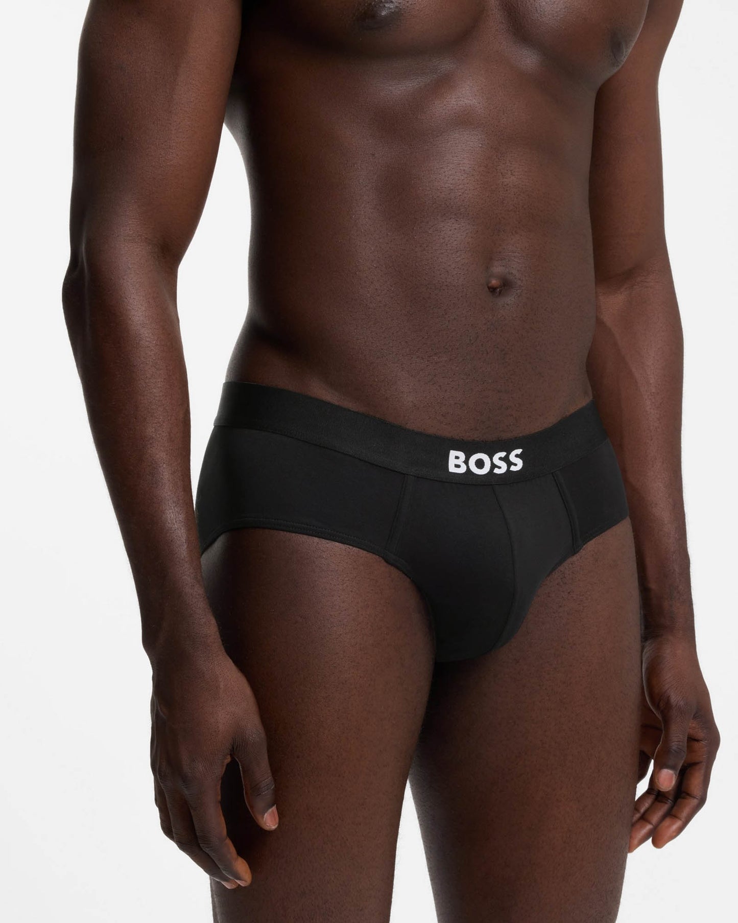 BOSS Orange Three-Pack Low-Rise Briefs in Stretch Cotton - Black 001