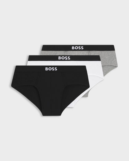BOSS Orange Three-Pack Low-Rise Briefs in Stretch Cotton - Assorted Pre-Pack 999