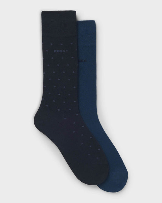 BOSS Orange 2-Pack RS MiniDot Regular-Length Socks with Logos - Dark Blue 401