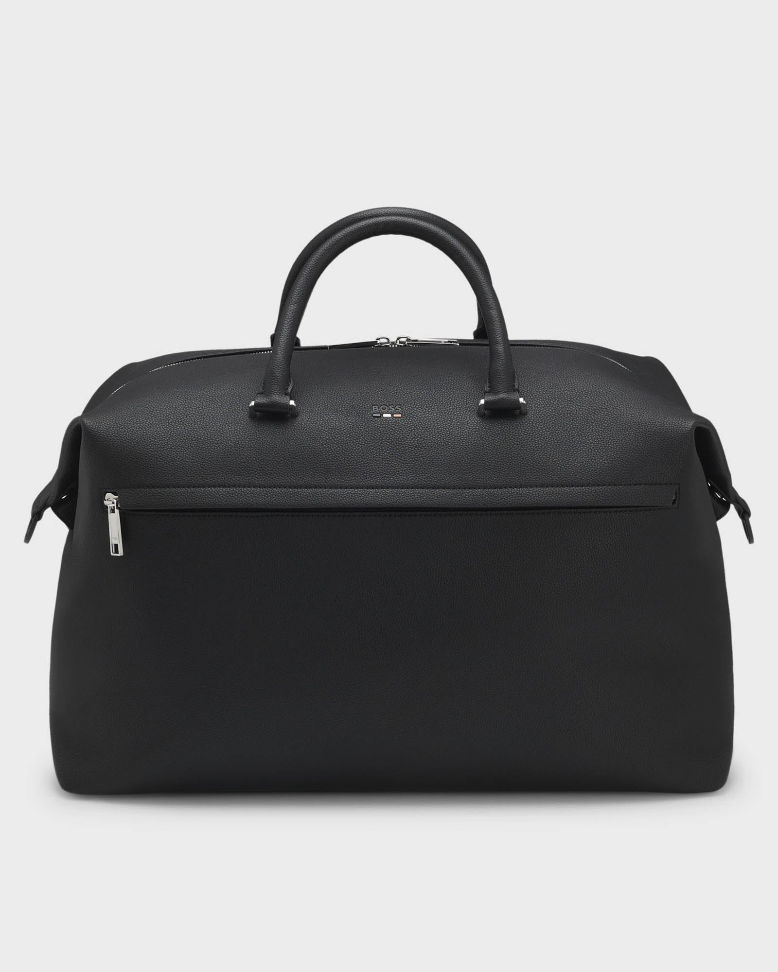 BOSS Orange Ray Mens Grainy Faux-Leather Holdall with Detachable Strap - Black 001 | CHO | Designer Mens Holdalls