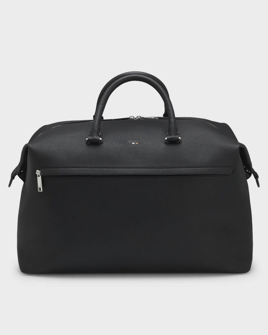 BOSS Orange Ray Mens Grainy Faux-Leather Holdall with Detachable Strap - Black 001 | CHO | Designer Mens Holdalls