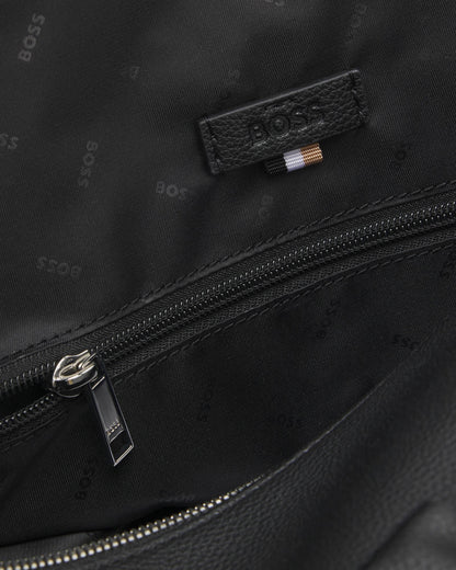 BOSS Orange Ray Mens Grainy Faux-Leather Holdall with Detachable Strap - Black 001 | CHO | Designer Mens Holdalls