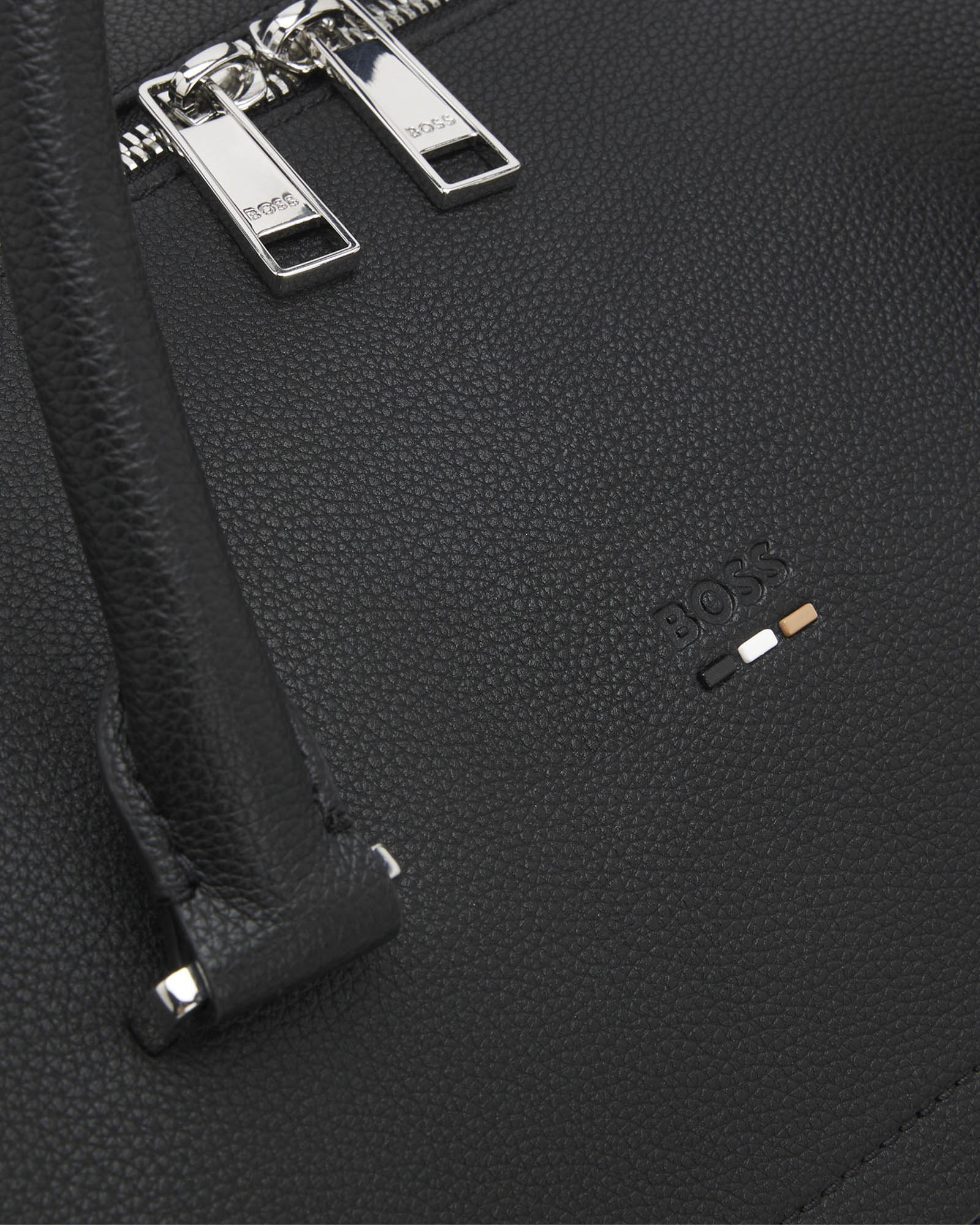 BOSS Orange Ray Mens Grainy Faux-Leather Holdall with Detachable Strap - Black 001 | CHO | Designer Mens Holdalls