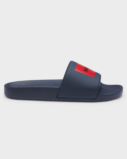 HUGO Mens Timein Mens Slides with Logo Strap - Dark Blue 404 | CHO | Designer Mens Sandals