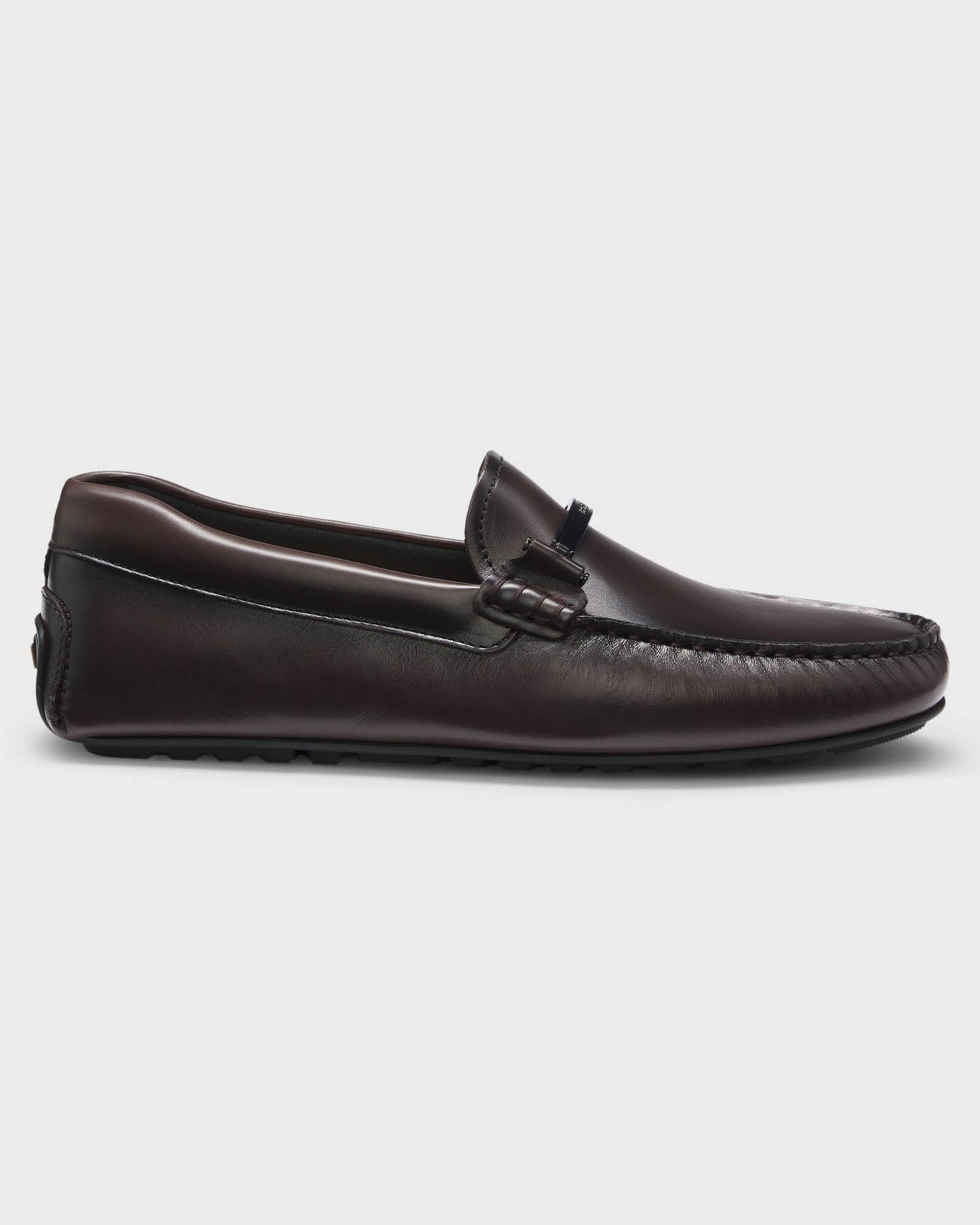 BOSS Orange Noel Mens Leather Driver Shoes with Branded Hardware - Dark Brown 205 | CHO | Designer Mens Shoes