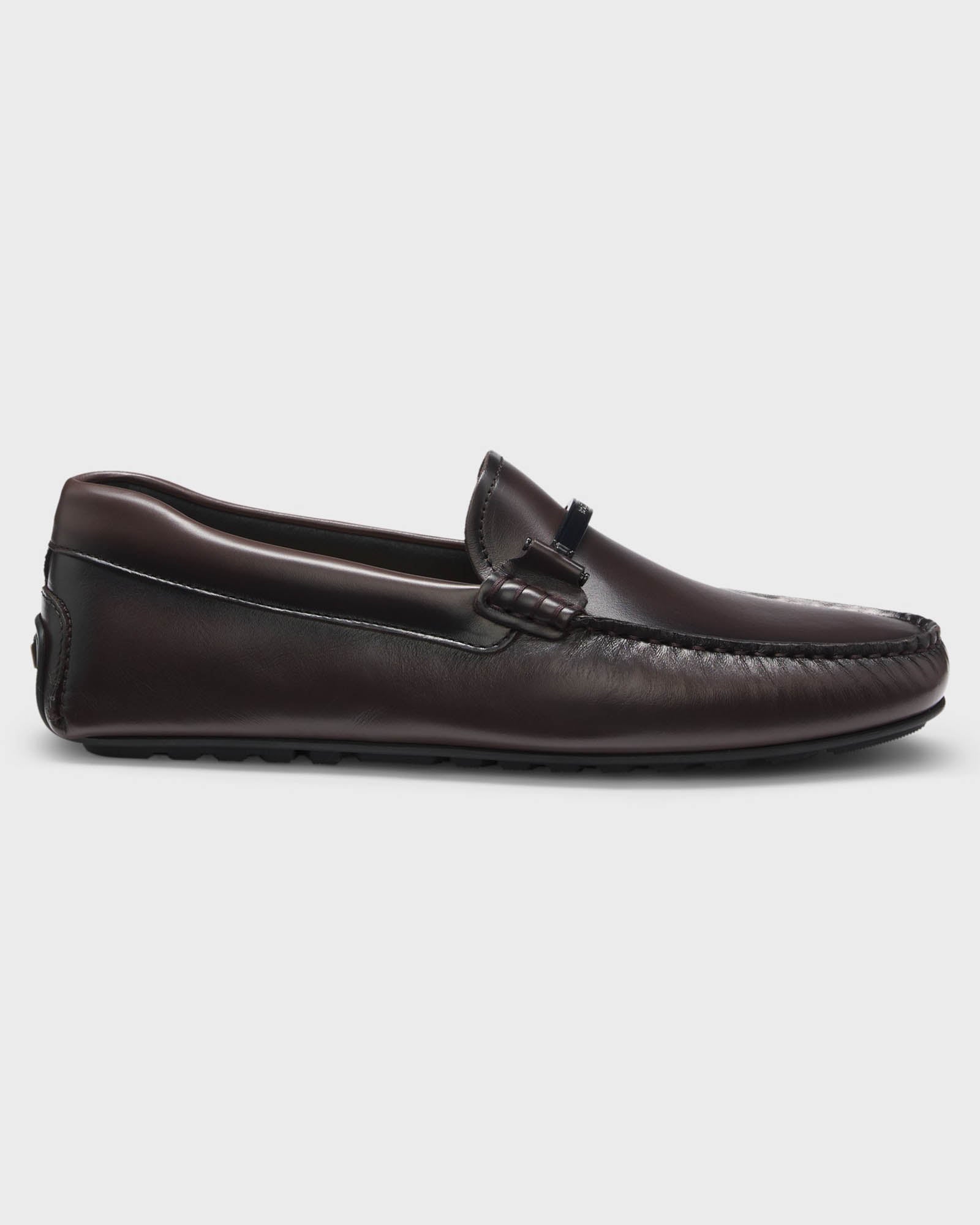 BOSS Orange Noel Mens Leather Driver Shoes with Branded Hardware - Dark Brown 205 | CHO | Designer Mens Shoes