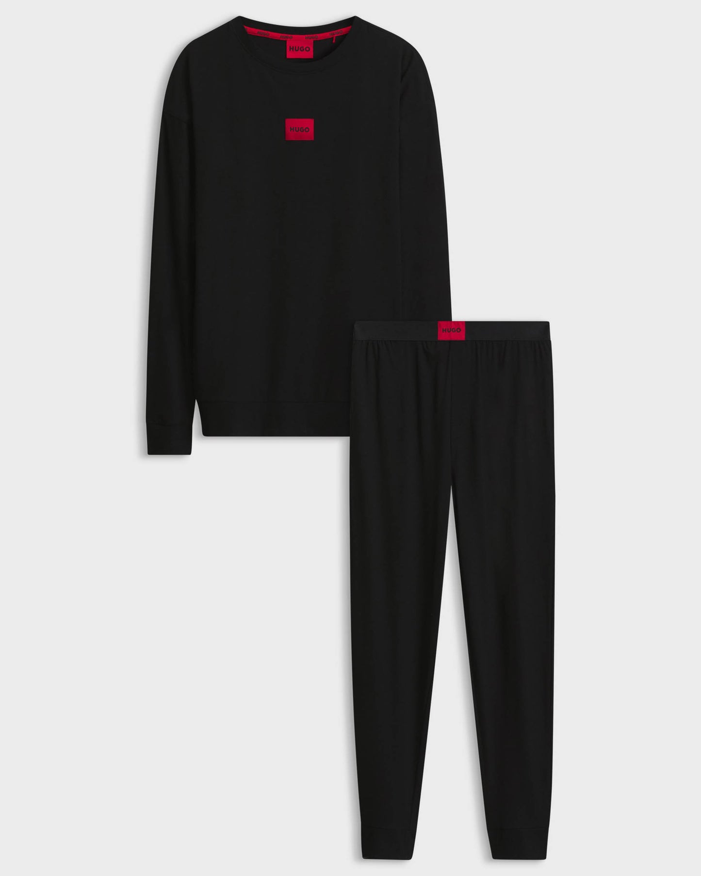 HUGO GALAXY Mens Gift-boxed Long pyjama set in stretch cotton with logos - Black 001