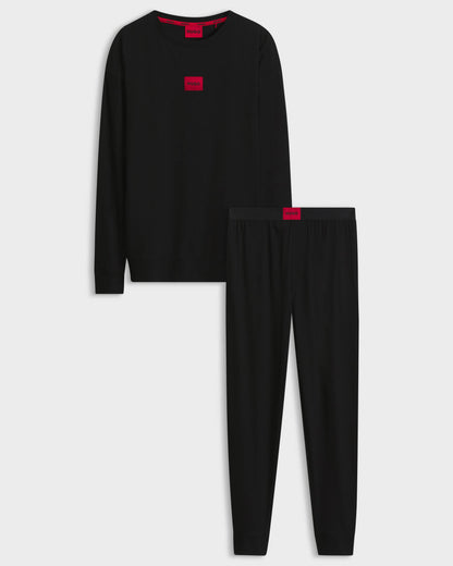 HUGO GALAXY Mens Gift-boxed Long pyjama set in stretch cotton with logos - Black 001
