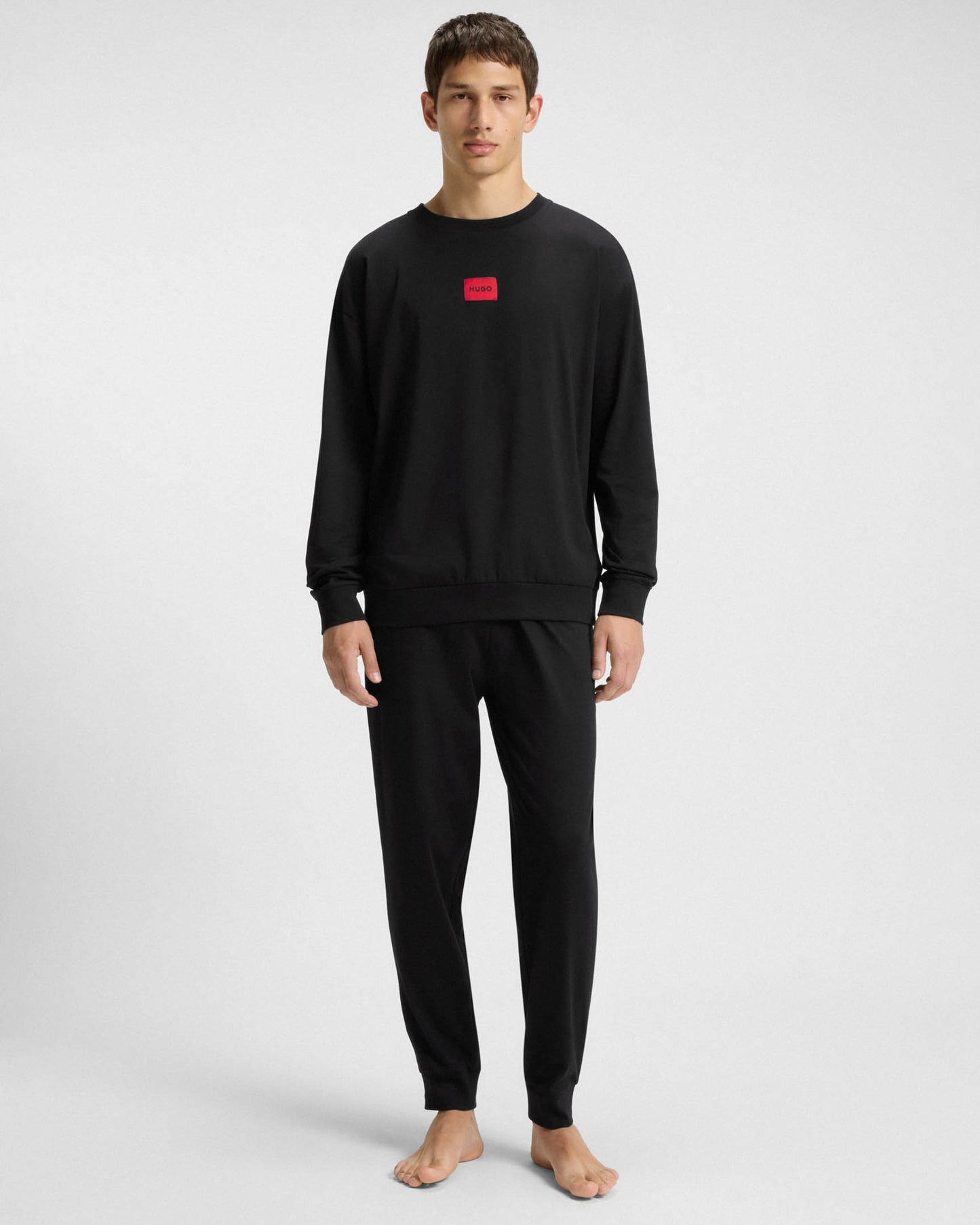 HUGO GALAXY Mens Gift-boxed Long pyjama set in stretch cotton with logos - Black 001