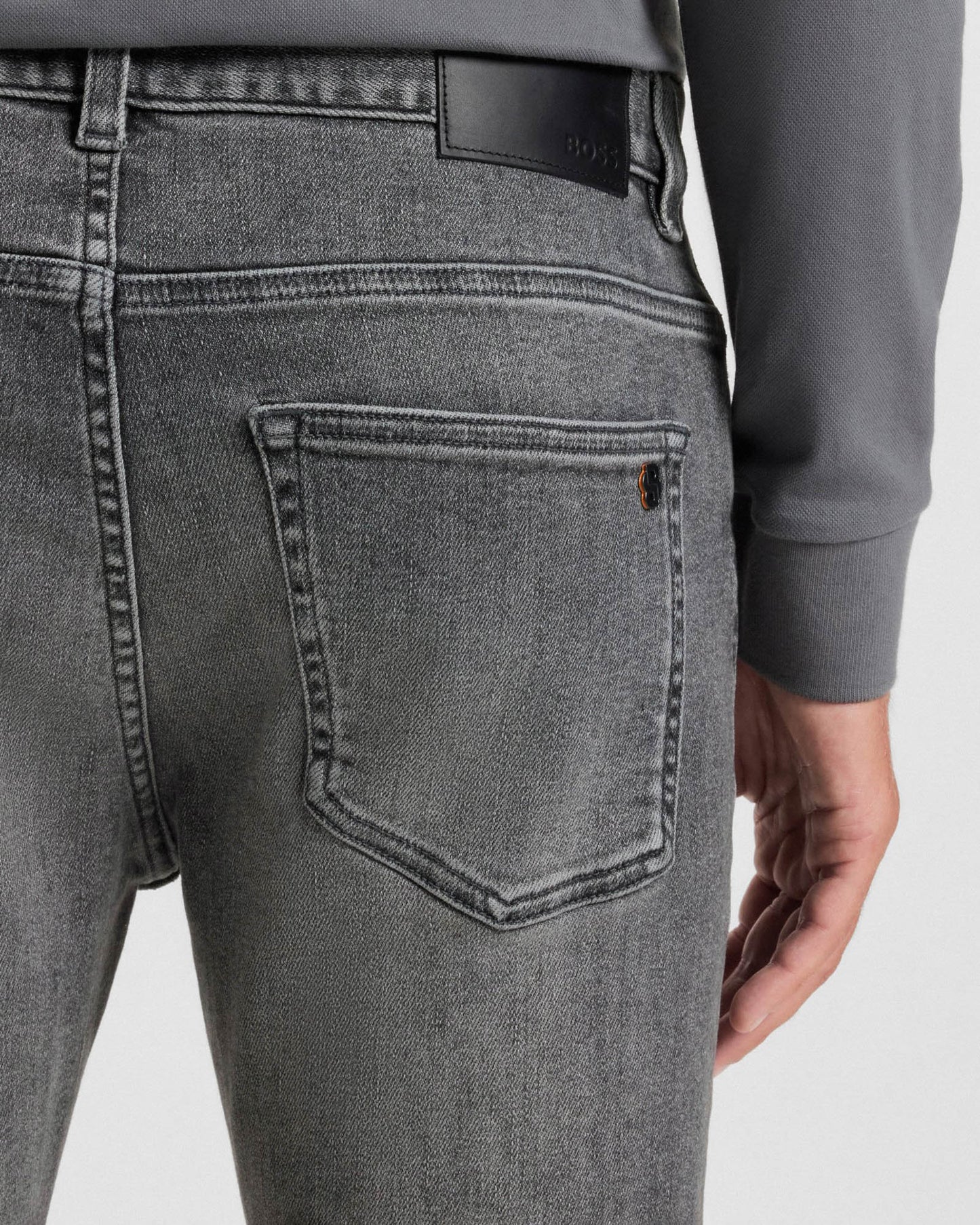 BOSS Orange Delaware Delaware Mens Slim-Fit Jeans in Grey Soft-Motion Denim - Medium Grey 038