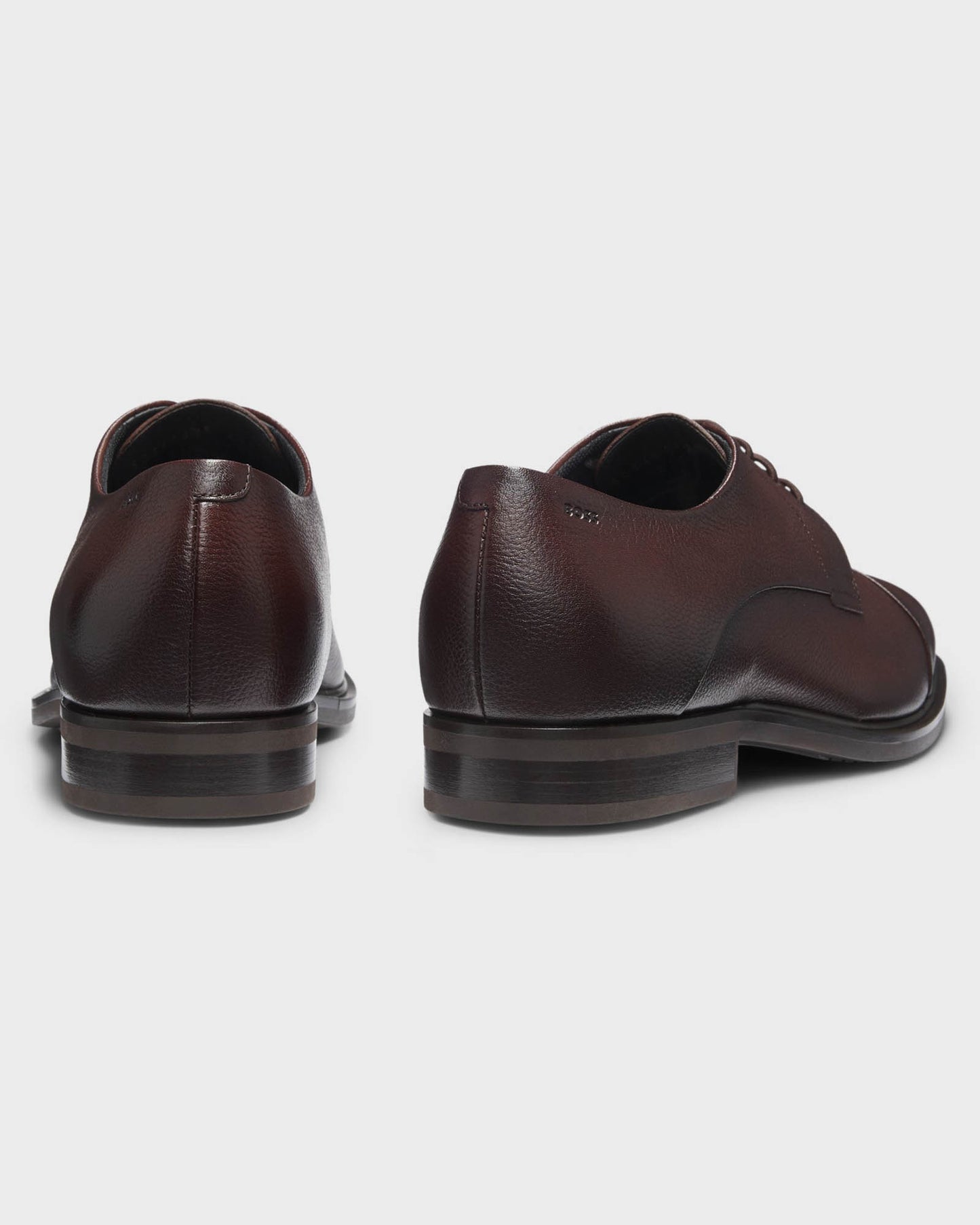 BOSS Orange Winslow Mens Cap Toe Derby Shoes in Grained Leather - Dark Brown 203 - CHO - Designer Mens Derby Shoes