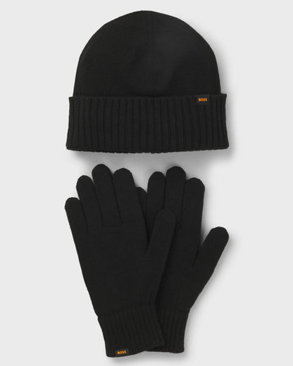 BOSS Orange Mens Kalipso Kintted Gloves & Beanie Hat Gift Set - Dark Blue 404