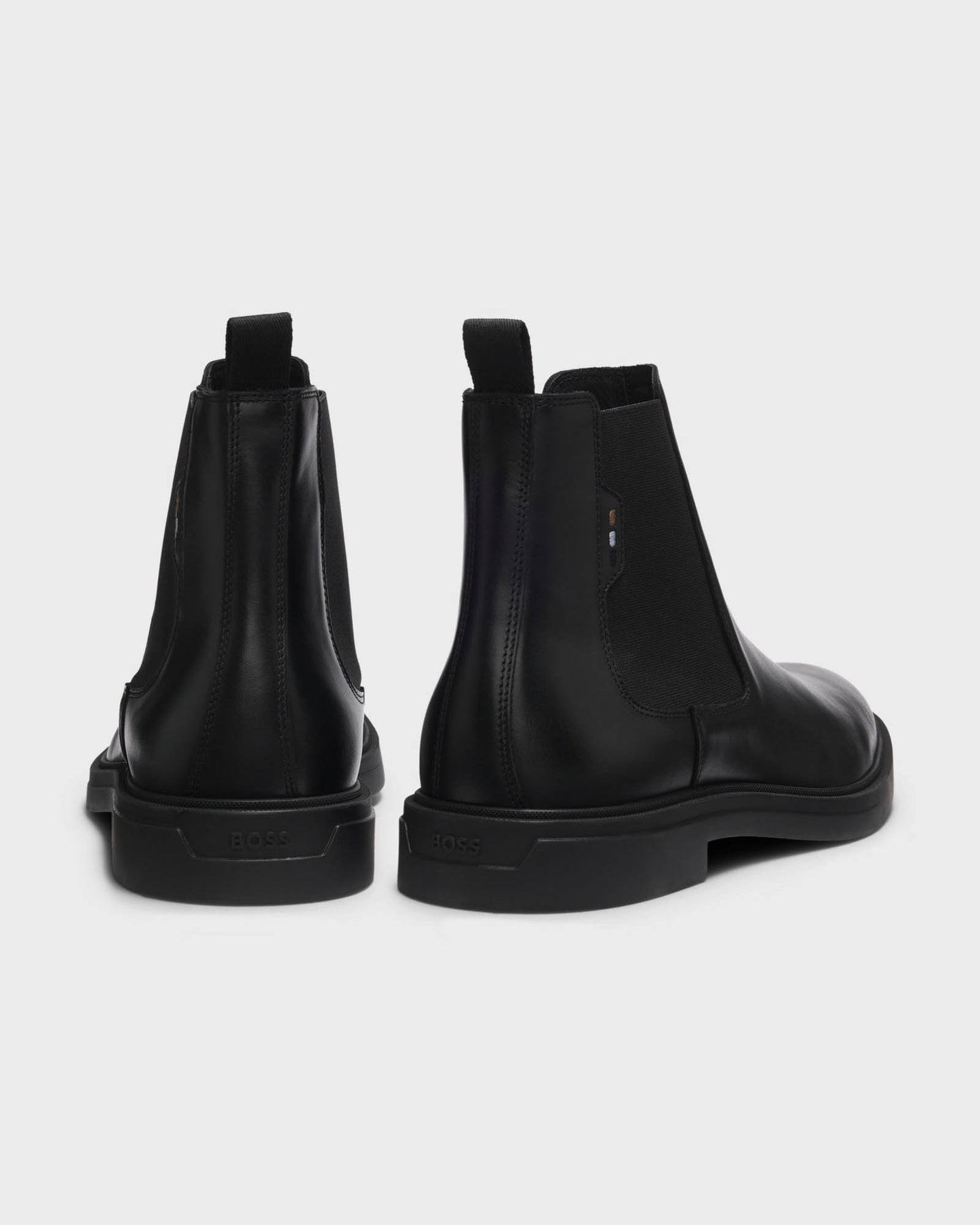 BOSS Orange Calev Mens Chelsea boots in polished leather with signature stitching - Black 001