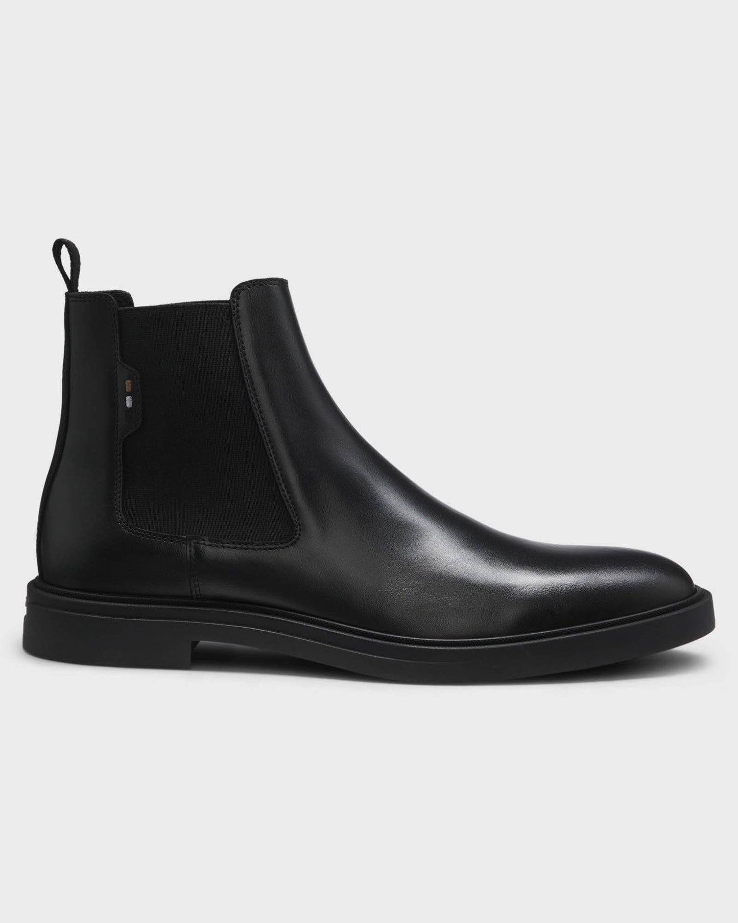 BOSS Orange Calev Mens Chelsea boots in polished leather with signature stitching - Black 001