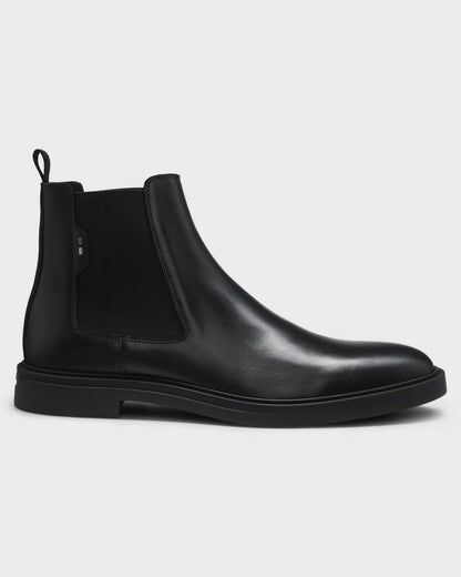 BOSS Orange Calev Mens Chelsea boots in polished leather with signature stitching - Black 001