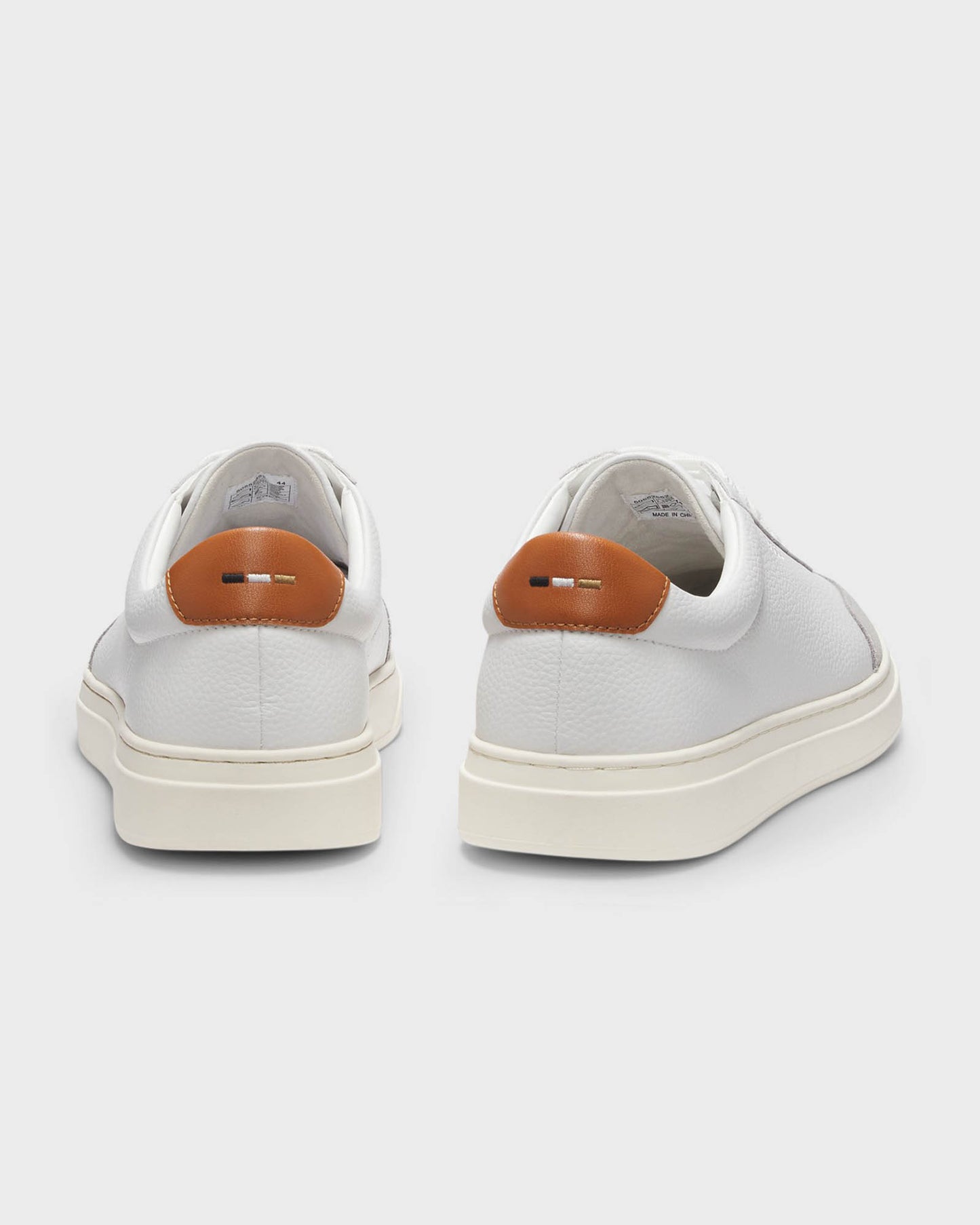 BOSS Orange Kieran Mens Grained-Leather Trainers with Contrast Backtab - Natural 108