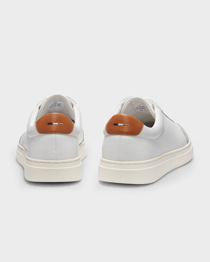 BOSS Orange Kieran Mens Grained-Leather Trainers with Contrast Backtab - Natural 108