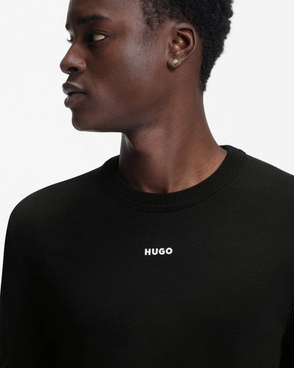 HUGO San Cassius-C2  Mens Crew Neck Jumper - Black 001 | CHO | Designer Mens Crew Neck Jumpers