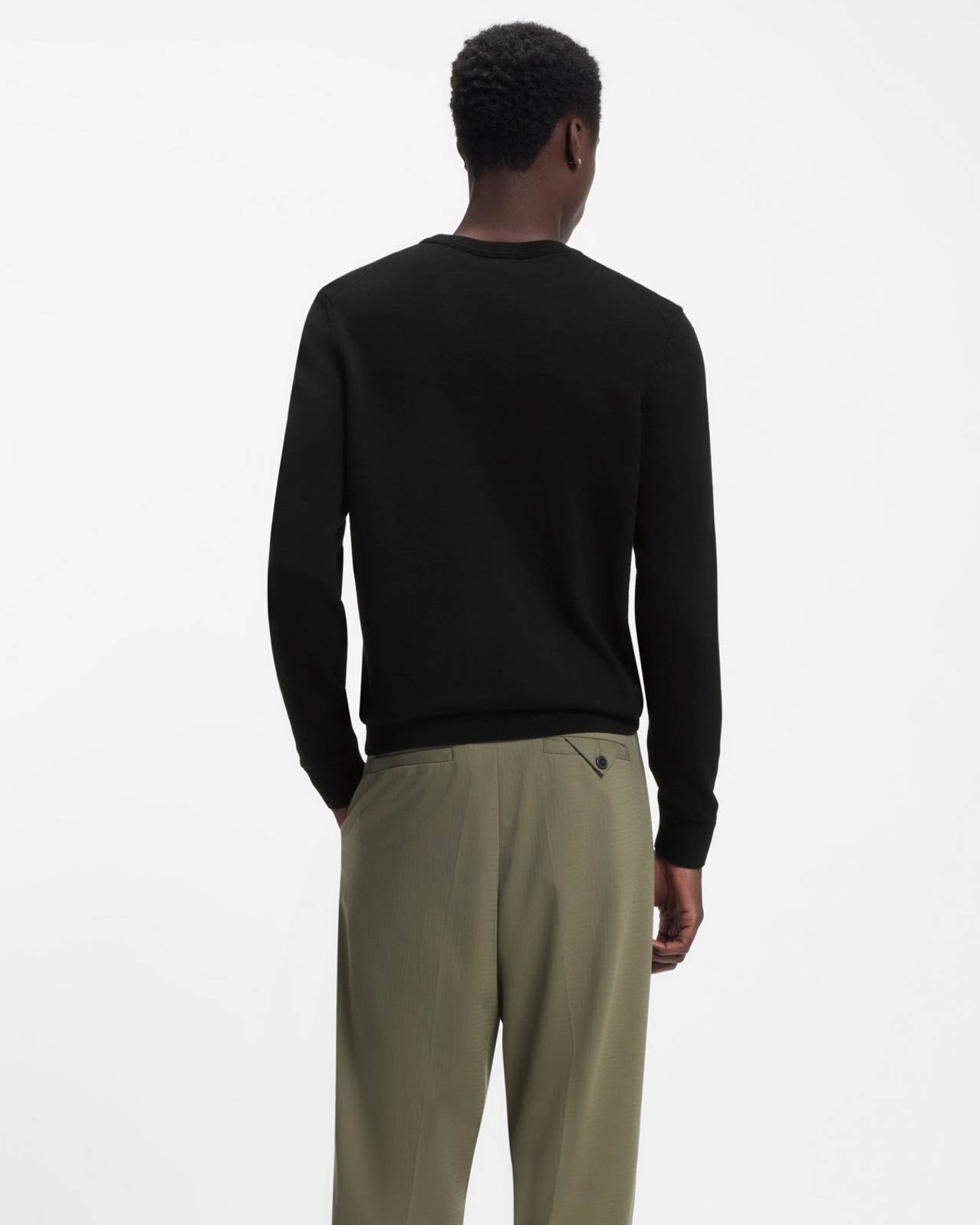 HUGO San Cassius-C2  Mens Crew Neck Jumper - Black 001 | CHO | Designer Mens Crew Neck Jumpers
