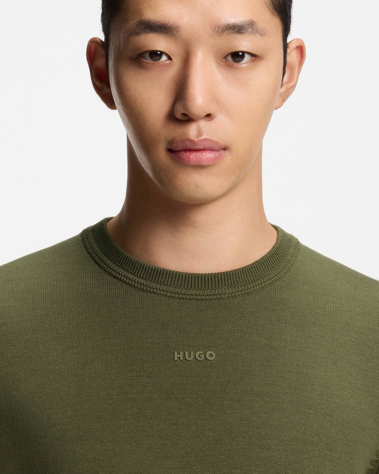 HUGO San Cassius-C2 Mens Crew Neck Jumper  - Olive 389