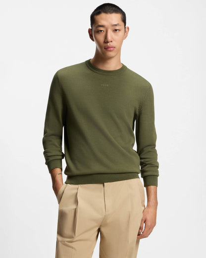 HUGO San Cassius-C2 Mens Crew Neck Jumper  - Olive 389