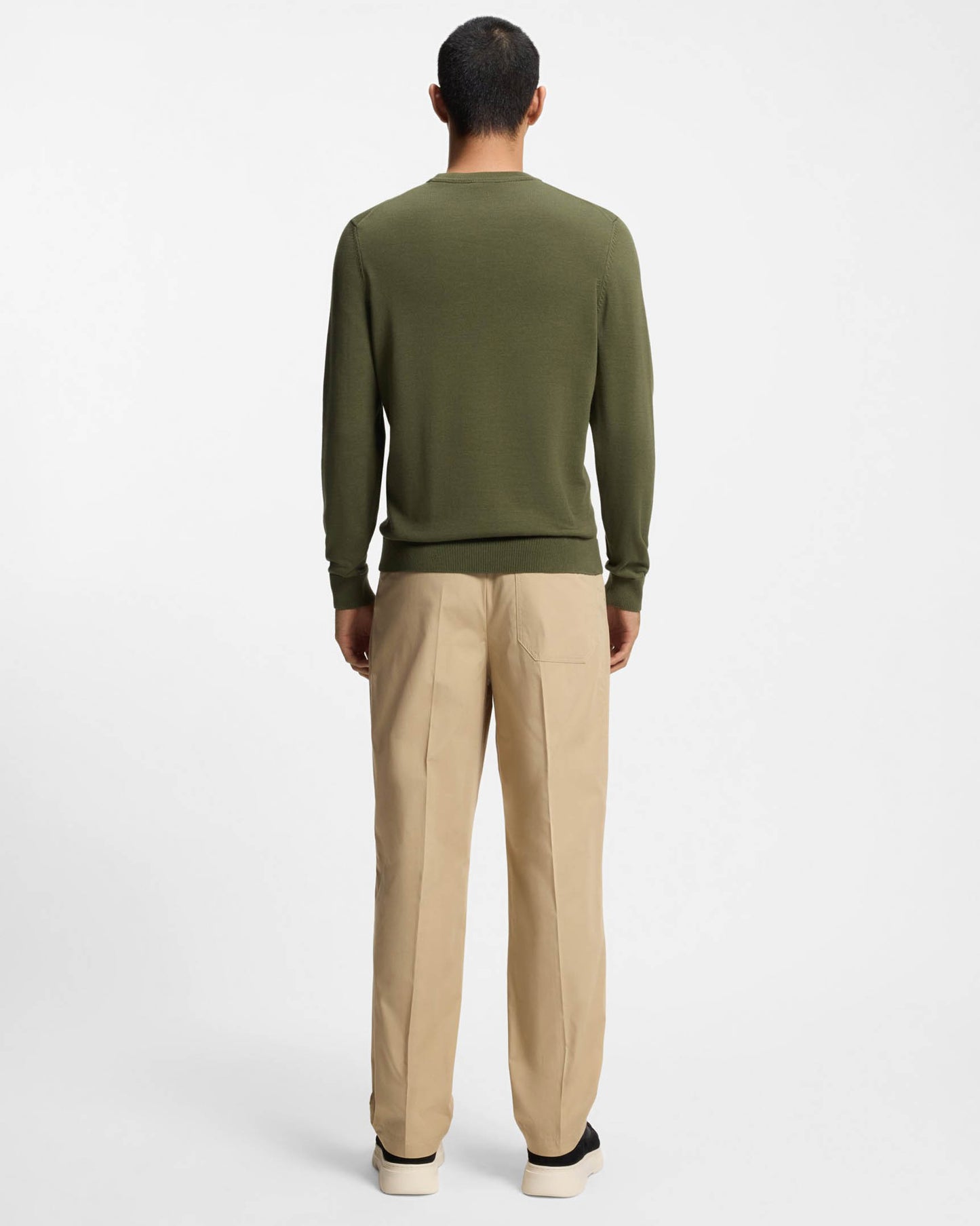 HUGO San Cassius-C2 Mens Crew Neck Jumper  - Olive 389