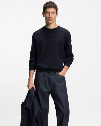 HUGO San Cassius-C2  Mens Crew Neck Jumper - Navy 410 | CHO | Designer Mens Crew Neck Jumpers