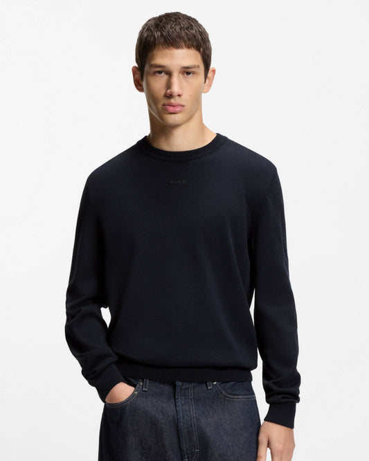 HUGO San Cassius-C2  Mens Crew Neck Jumper - Navy 410 | CHO | Designer Mens Crew Neck Jumpers