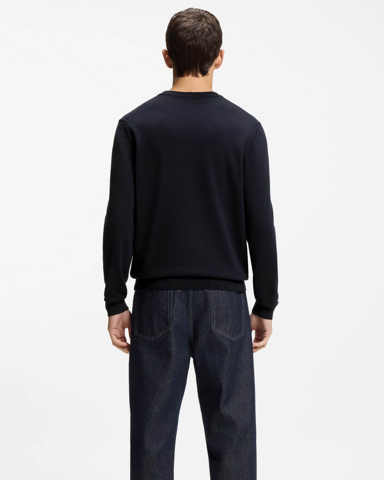 HUGO San Cassius-C2  Mens Crew Neck Jumper - Navy 410 | CHO | Designer Mens Crew Neck Jumpers