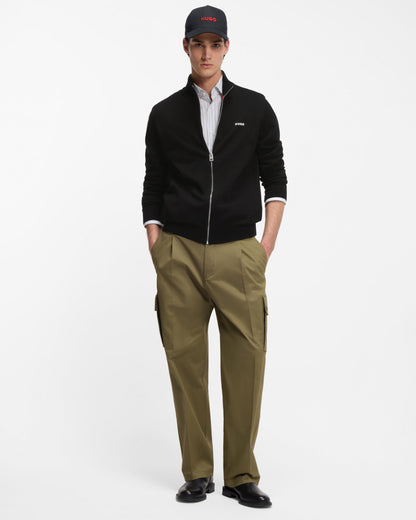 HUGO San Jacomo-C Mens Knitted-cotton Zip Up Jumper - Black 001