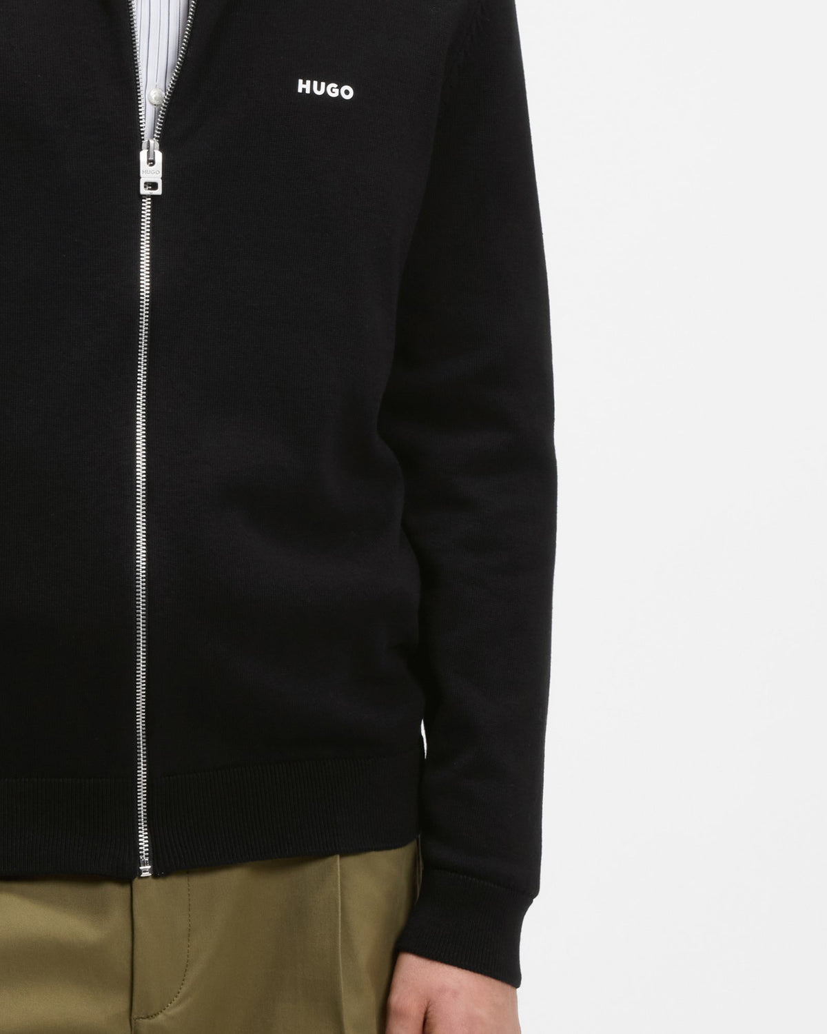HUGO San Jacomo-C Mens Knitted-cotton Zip Up Jumper - Black 001
