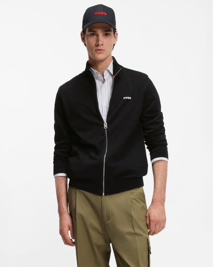 HUGO San Jacomo-C Mens Knitted-cotton Zip Up Jumper - Black 001
