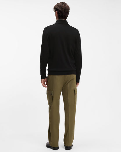HUGO San Jacomo-C Mens Knitted-cotton Zip Up Jumper - Black 001