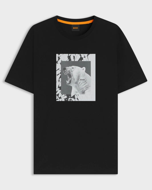 BOSS Orange Te lupo Mens Polar Bear Graphic T-Shirt - Black 001