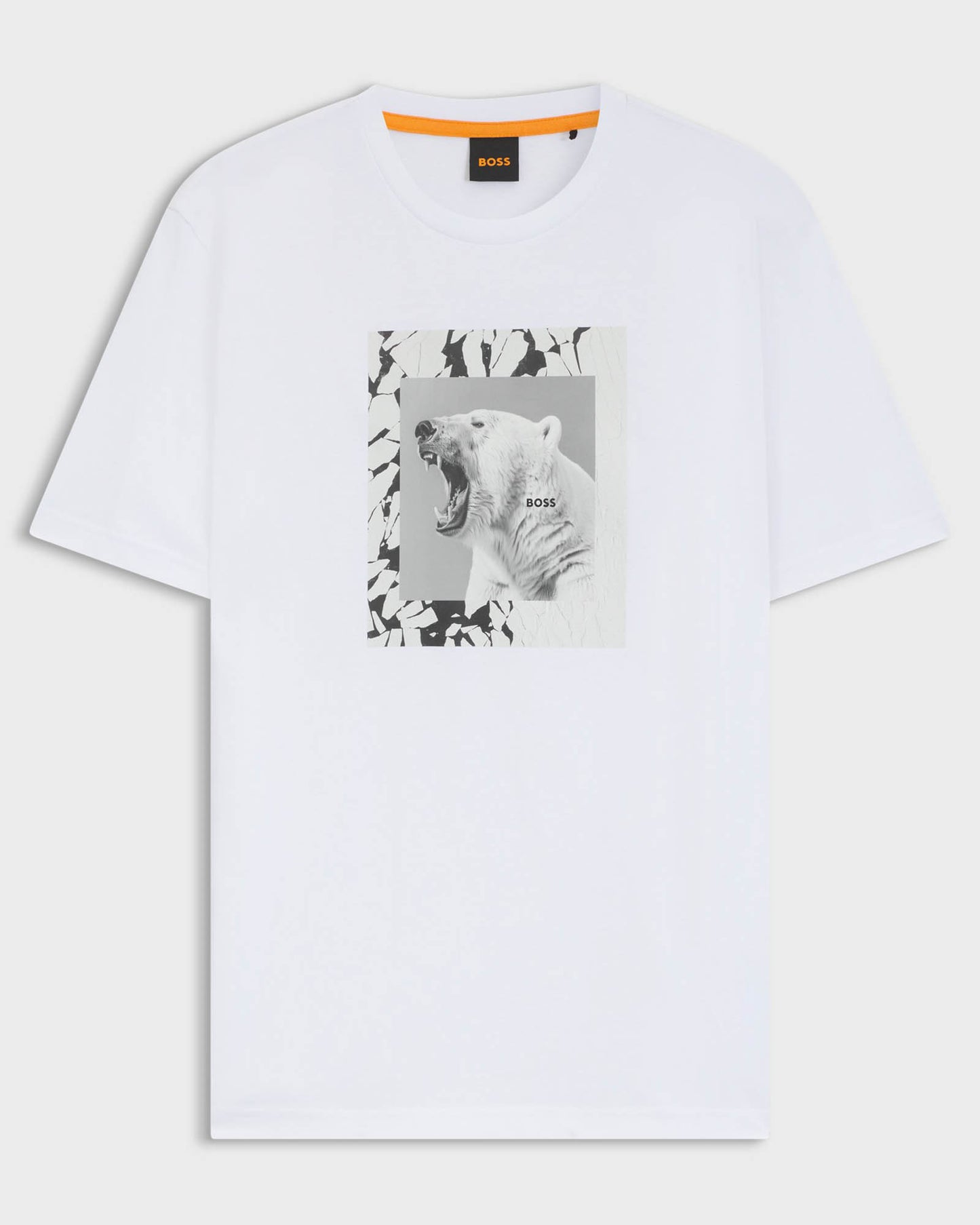 BOSS Orange Te lupo Mens Polar Bear Graphic T-Shirt - White 100