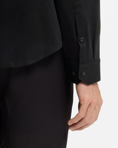BOSS Green ST Motion Mens Long Sleeve shirt in cotton jersey with natural stretch - Black 002 cuff detail