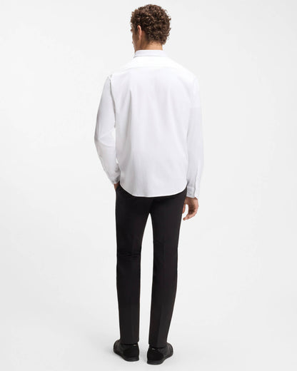 BOSS Green ST Motion Mens Long Sleeve shirt in cotton jersey with natural stretch - White 100