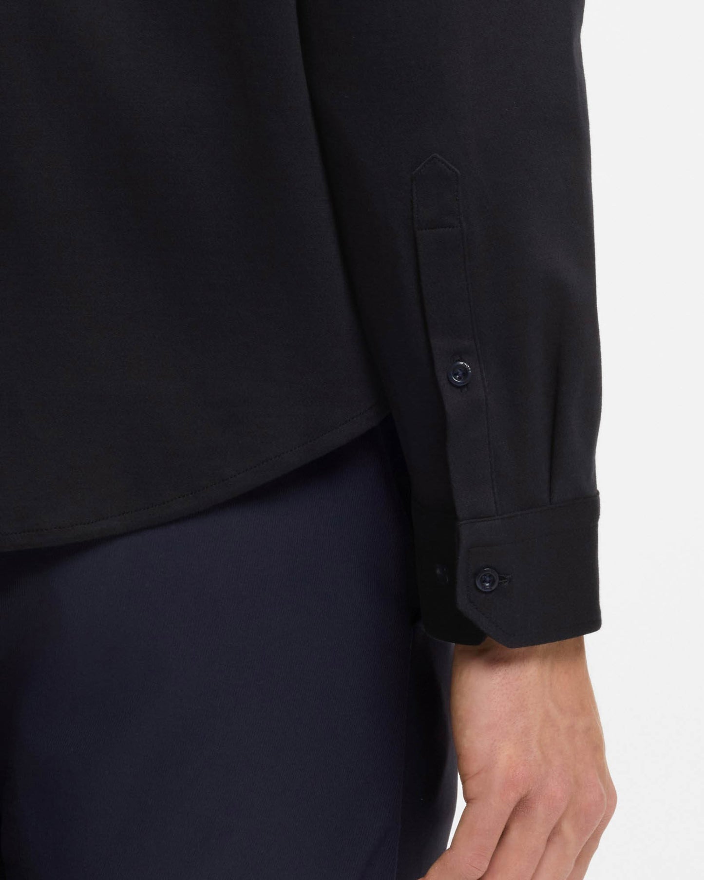 BOSS Green ST Motion Mens Long Sleeve shirt in cotton jersey with natural stretch - Dark Blue 402