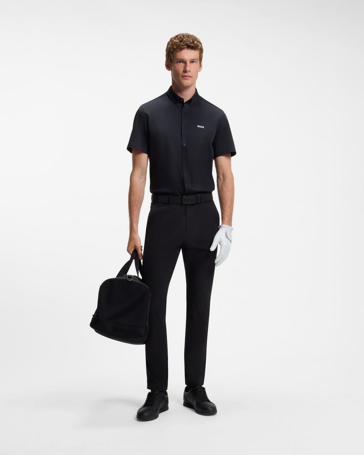 BOSS Green ST_Motion Mens Short Sleeve Shirt - Dark Blue 402 full length front