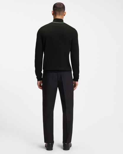 BOSS Green Ever-X Mens Cotton sweater with quarter zip - Black 001