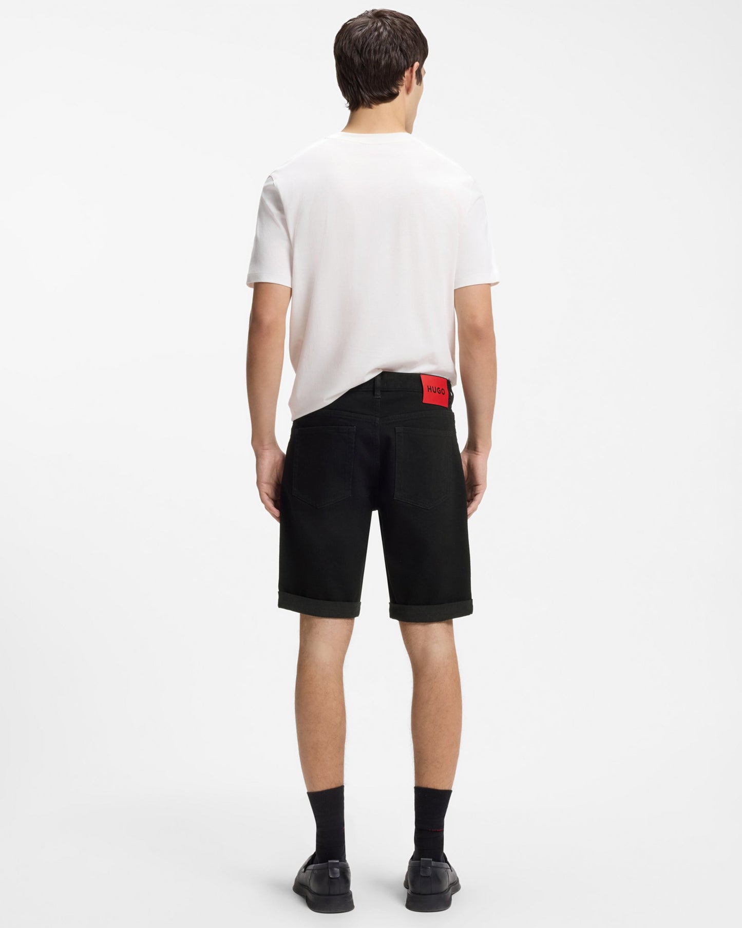 HUGO 634 Mens Tapered Fit Denim Shorts - Black 001