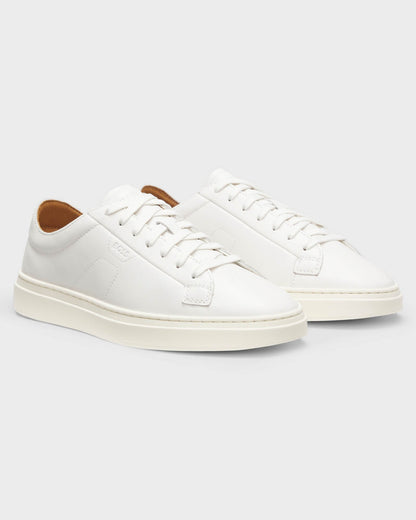 BOSS Orange Kieran Mens Low-Top Trainers in Leather with Embossed Logo - White 100