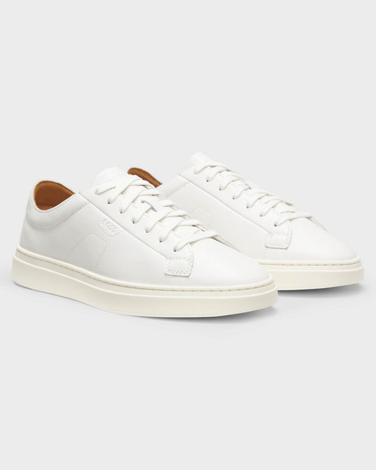 BOSS Orange Kieran Mens Low-Top Trainers in Leather with Embossed Logo - White 100