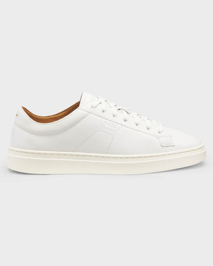 BOSS Orange Kieran Mens Low-Top Trainers in Leather with Embossed Logo - White 100