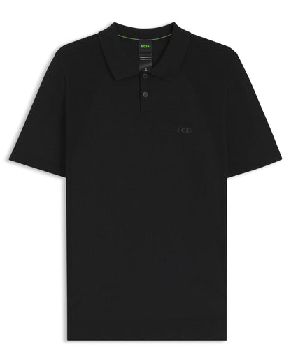 BOSS Green Momentum - Lite Mens Short Sleeve Polo Shirt - Black 001 | CHO | Designer Mens Short Sleeve Polo Shirts - Black 001 - M - 4063549799480
