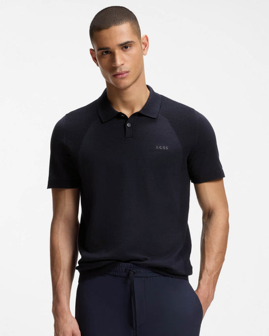 BOSS Green Momentum-Lite Mens Short Sleeve Polo Shirt - Dark Blue 402
