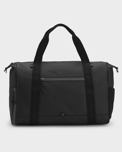 BOSS Orange Stenson Mens Faux-Leather Holdall with Reflective Details - Black 001 | CHO | Designer Mens Holdalls