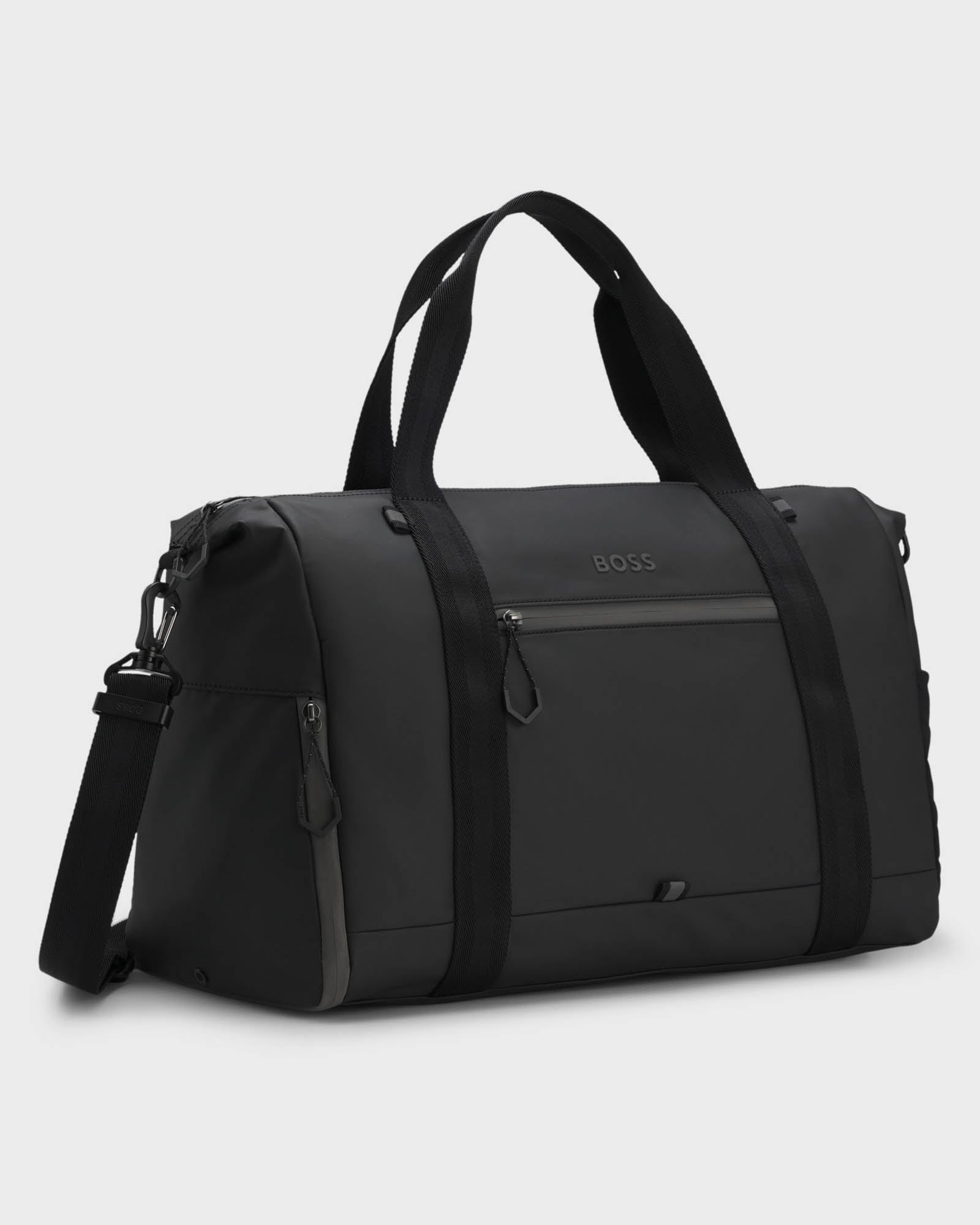 BOSS Orange Stenson Mens Faux-Leather Holdall with Reflective Details - Black 001 | CHO | Designer Mens Holdalls