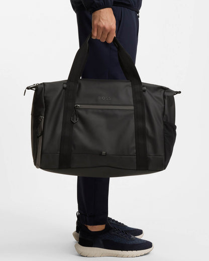 BOSS Orange Stenson Mens Faux-Leather Holdall with Reflective Details - Black 001 | CHO | Designer Mens Holdalls
