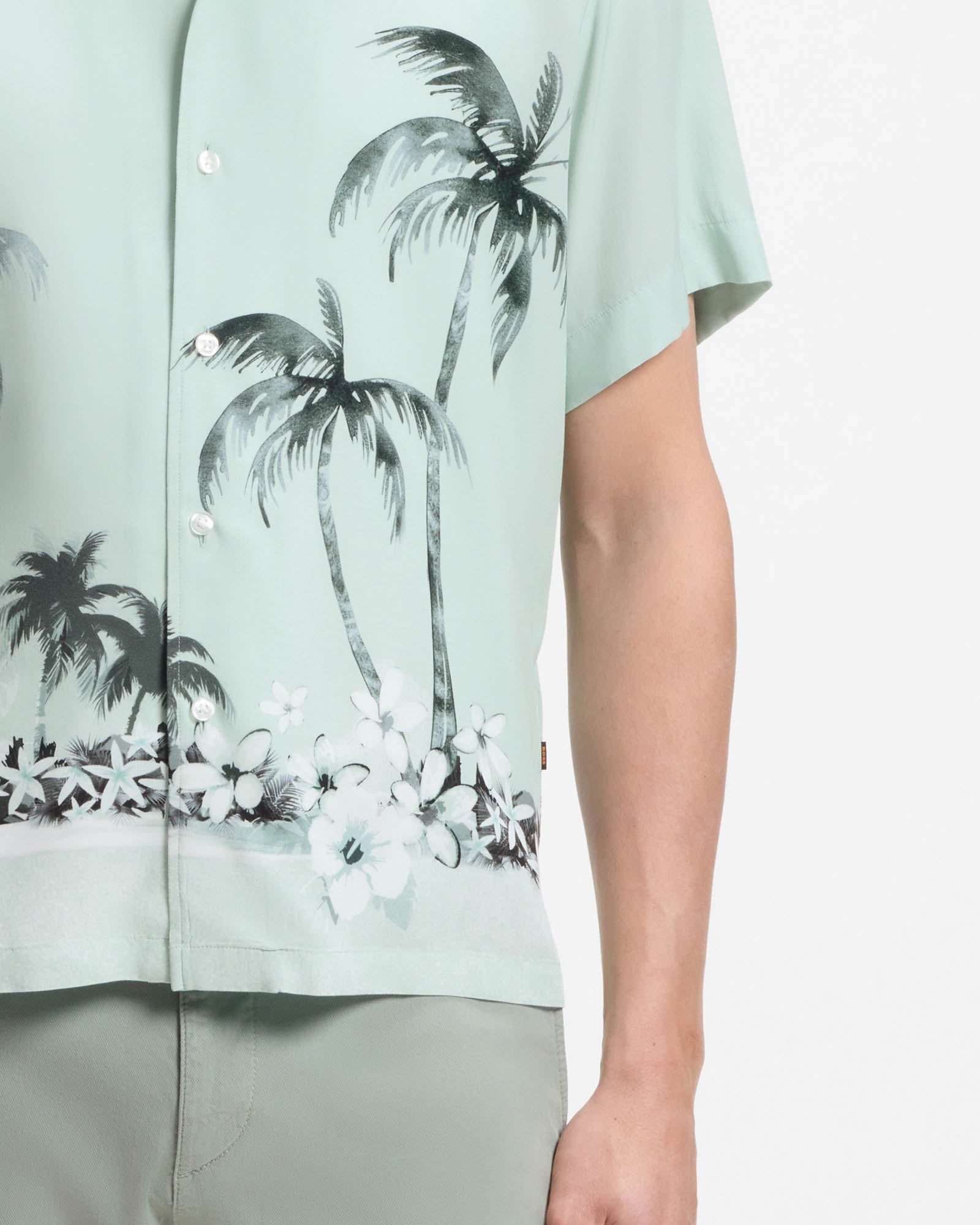 BOSS Orange Rayer Mens Short Sleeve Shirt - Turquoise/Aqua 446 | CHO | Designer Mens Short Sleeve Shirts